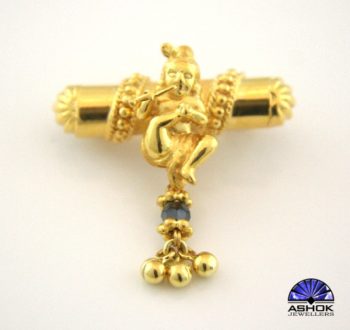 Baby Broach Pin with Krishna and Black Bead Design 004