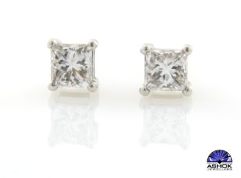 Diamond Princess Cut Solitaire Earrings
