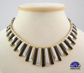 Yellow and White Gold Designer Neck piece with Onyx Detail