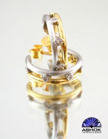 Yellow Gold and White Gold Rhodium Hoop Earrings