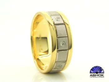 Yellow and White Gold Gents Swivel Ring