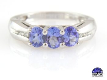 3 Oval Cut Light Tanzanite and Diamond Ring TR002
