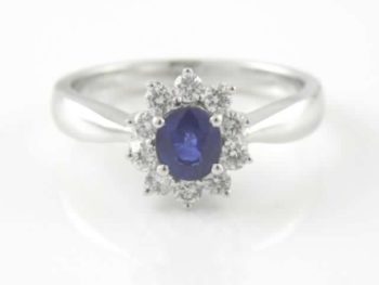 Diamond Petal Sapphire Flower Ring RL052