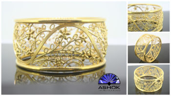 Gold Floral Bangle Cuff