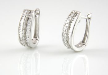 White Gold Diamond Huggie Earring