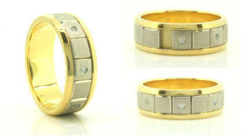 Yellow and White Gold Gents Swivel Ring
