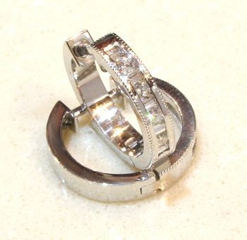 White Gold Diamond Huggie Earrings