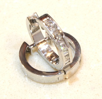 White Gold Diamond Huggie Earrings