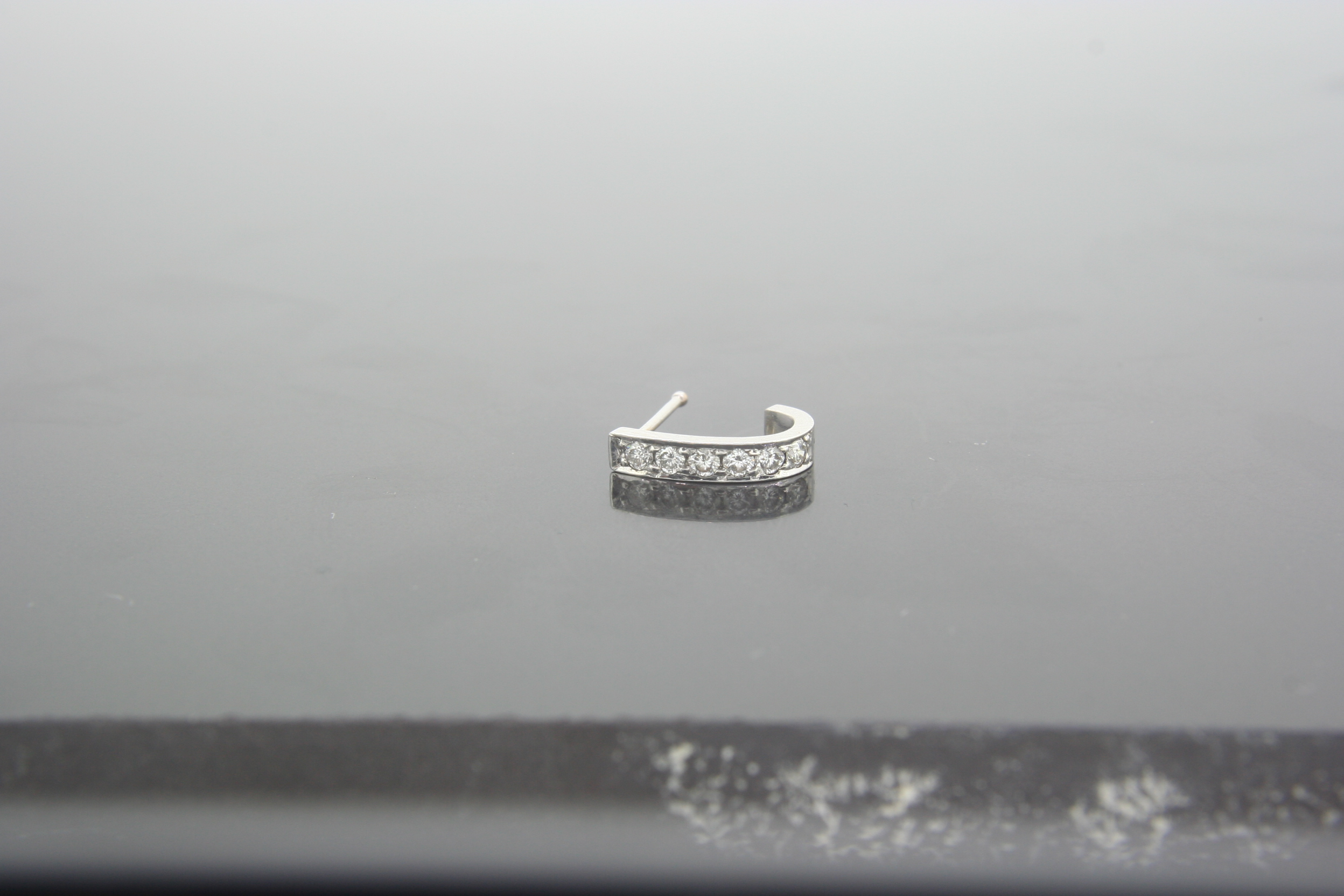White Gold Diamond Nose Ring Huggie Design - Image 7