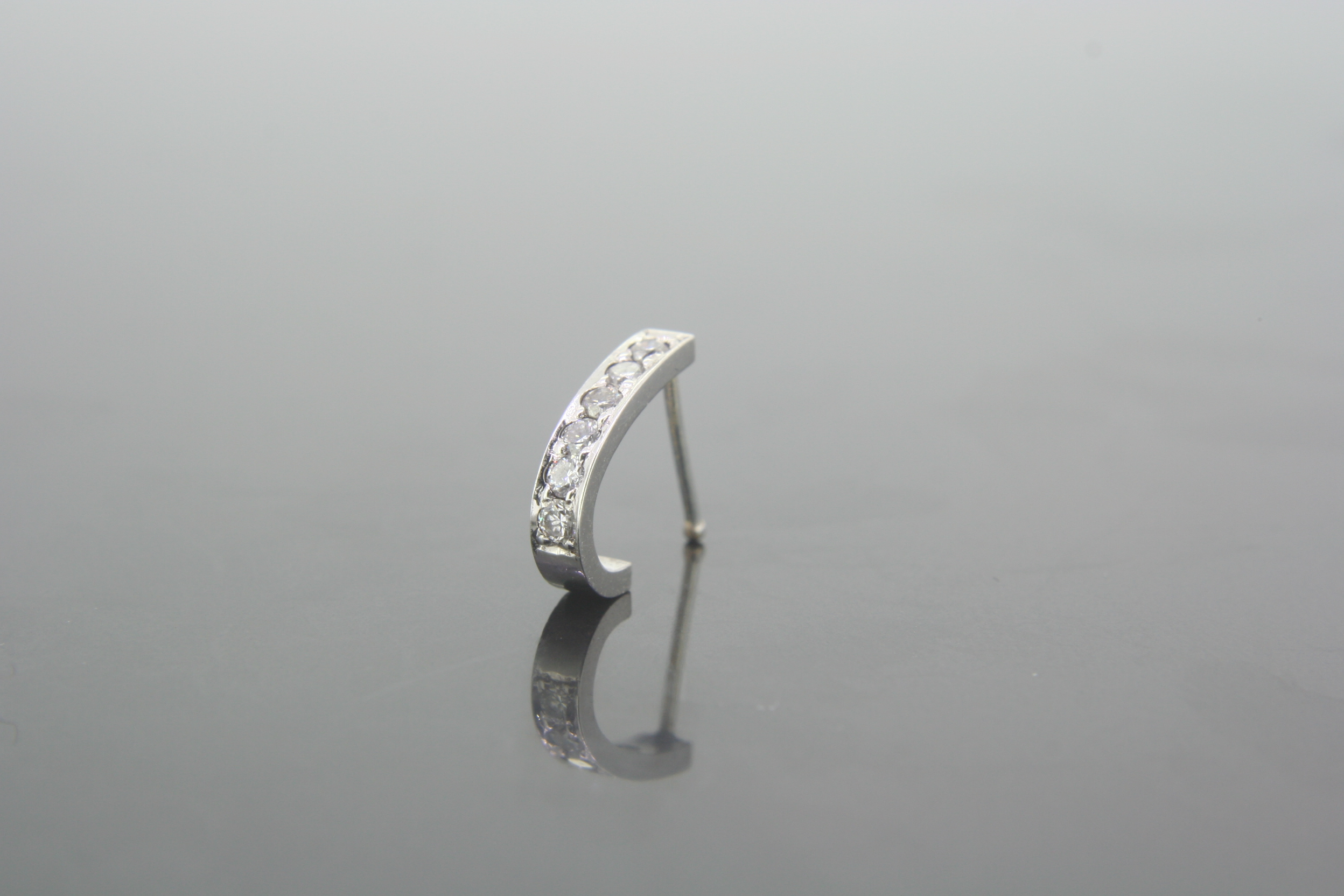 White Gold Diamond Nose Ring Huggie Design - Image 4