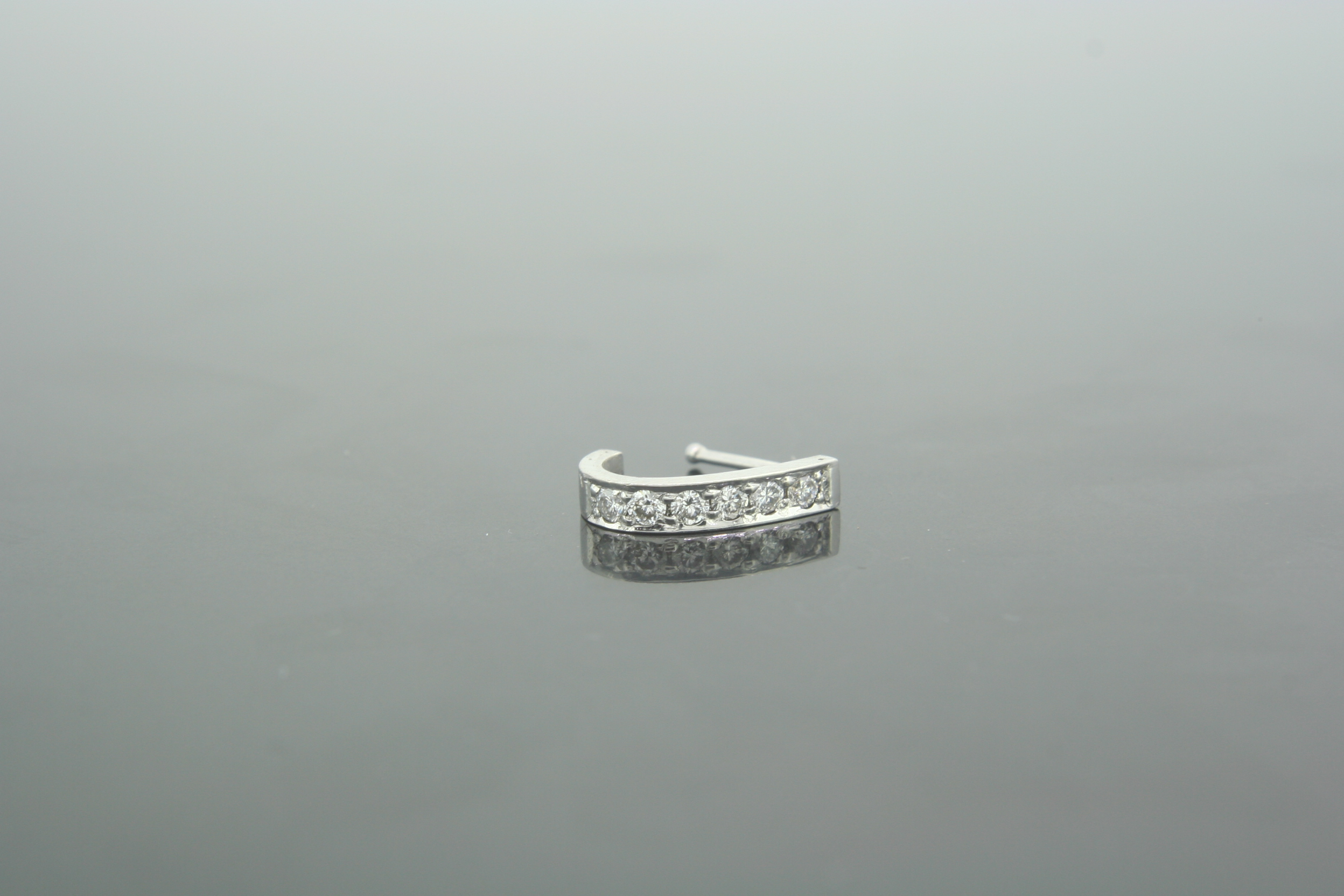 White Gold Diamond Nose Ring Huggie Design - Image 2