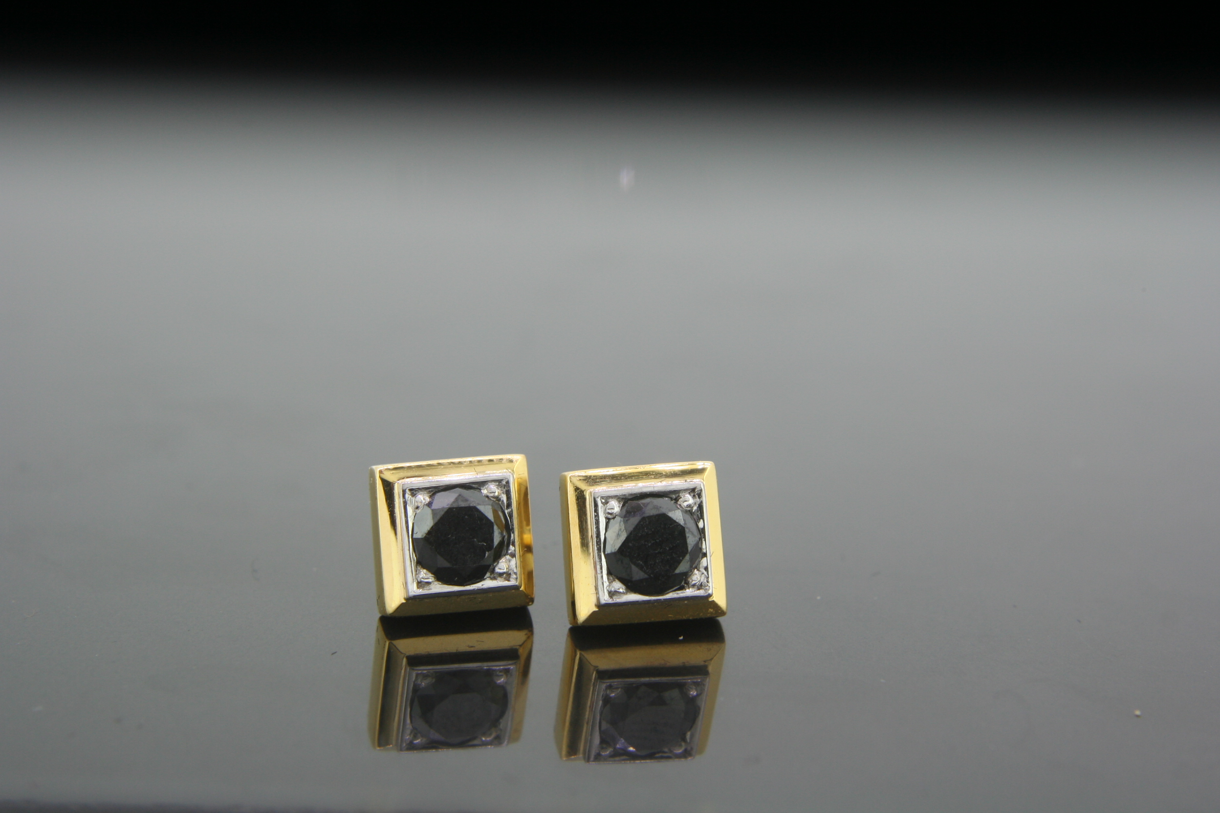 Black Diamond Stud Earrings Unisex Design - Image 2