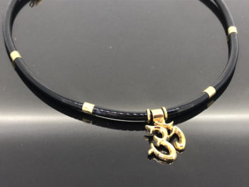 Yellow Gold Black Cord and Pendant