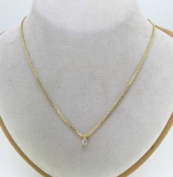 Yellow Gold Chain with Diamond Pendant